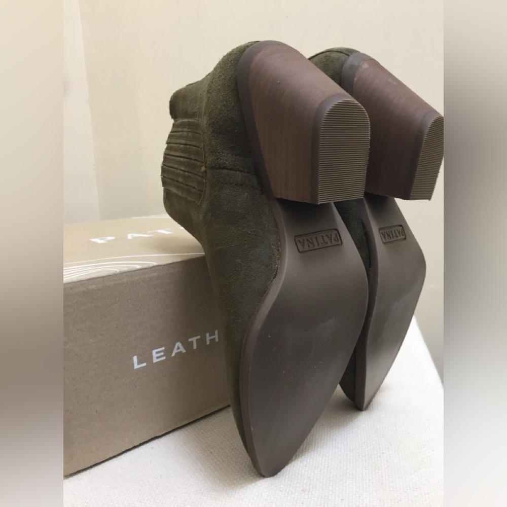 Olive Suede Chelsea Ankle Boots - Women's 7.5 - Picture 13 of 14